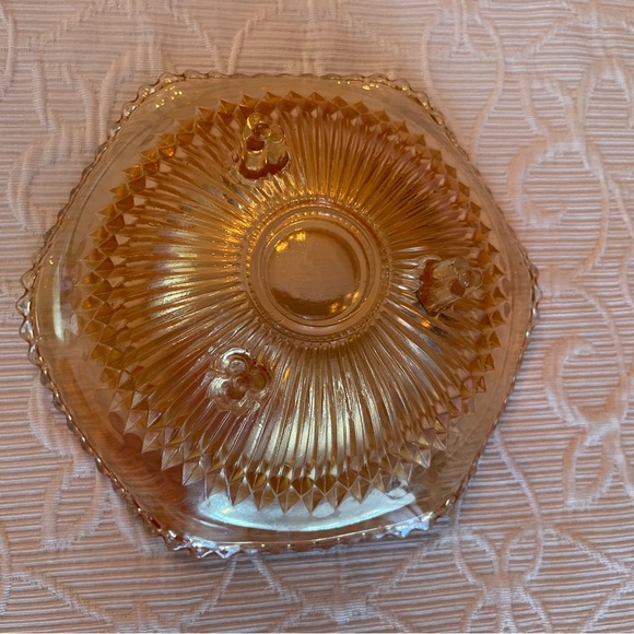 Vintage Yellow Carnival Glass Round Beaded Bowl - Picture 4 of 5